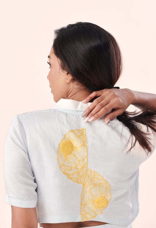 Hydrangea collared crop top